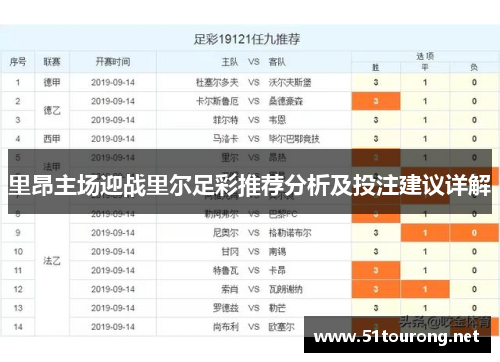 里昂主场迎战里尔足彩推荐分析及投注建议详解